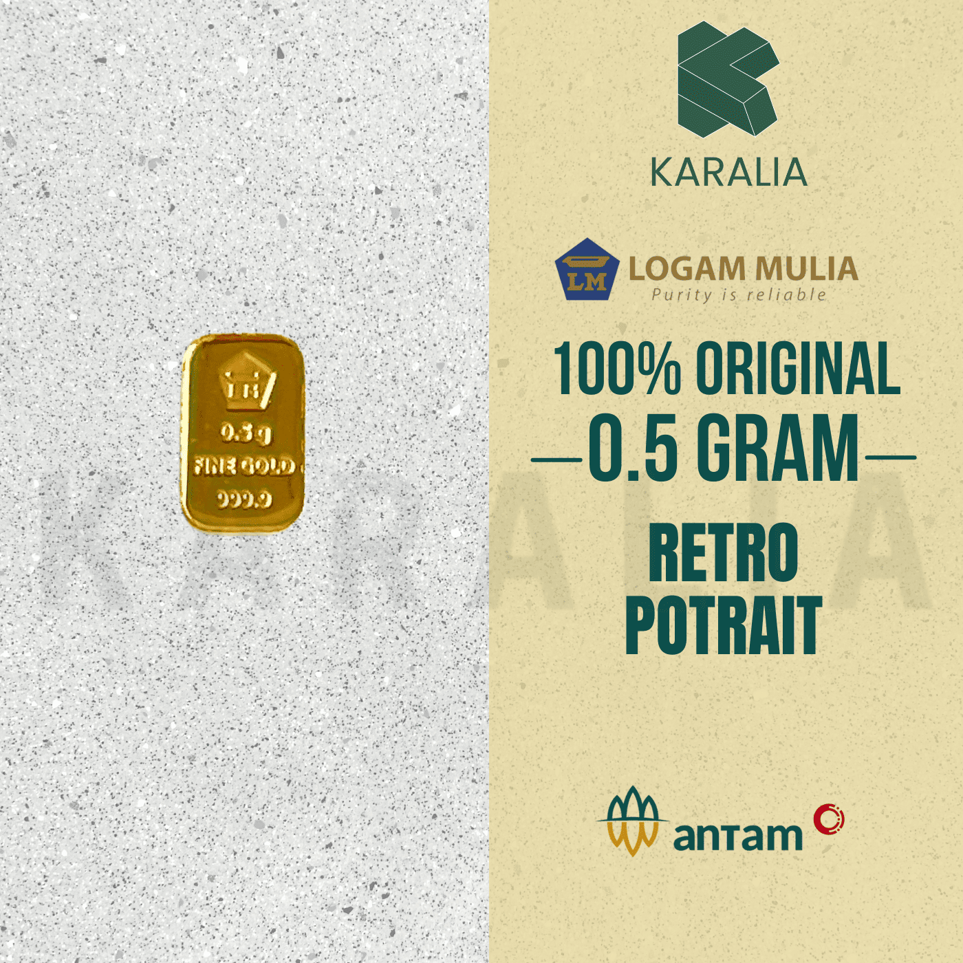 Emas Antam 0,5 Gram Retro Potrait